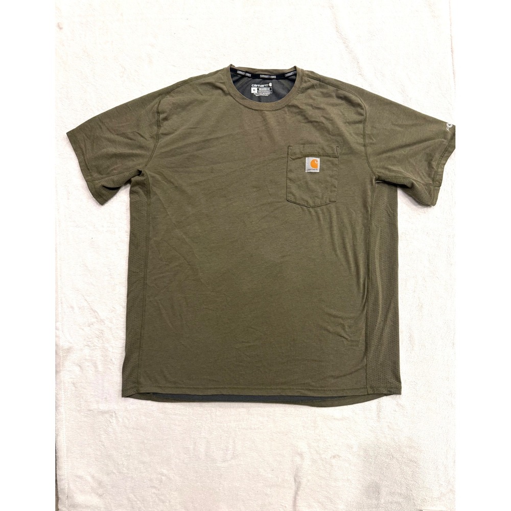 Carhartt Force Mens XL Relaxed Fit Pocket T-Shirt Olive Green TK4616-M Heather